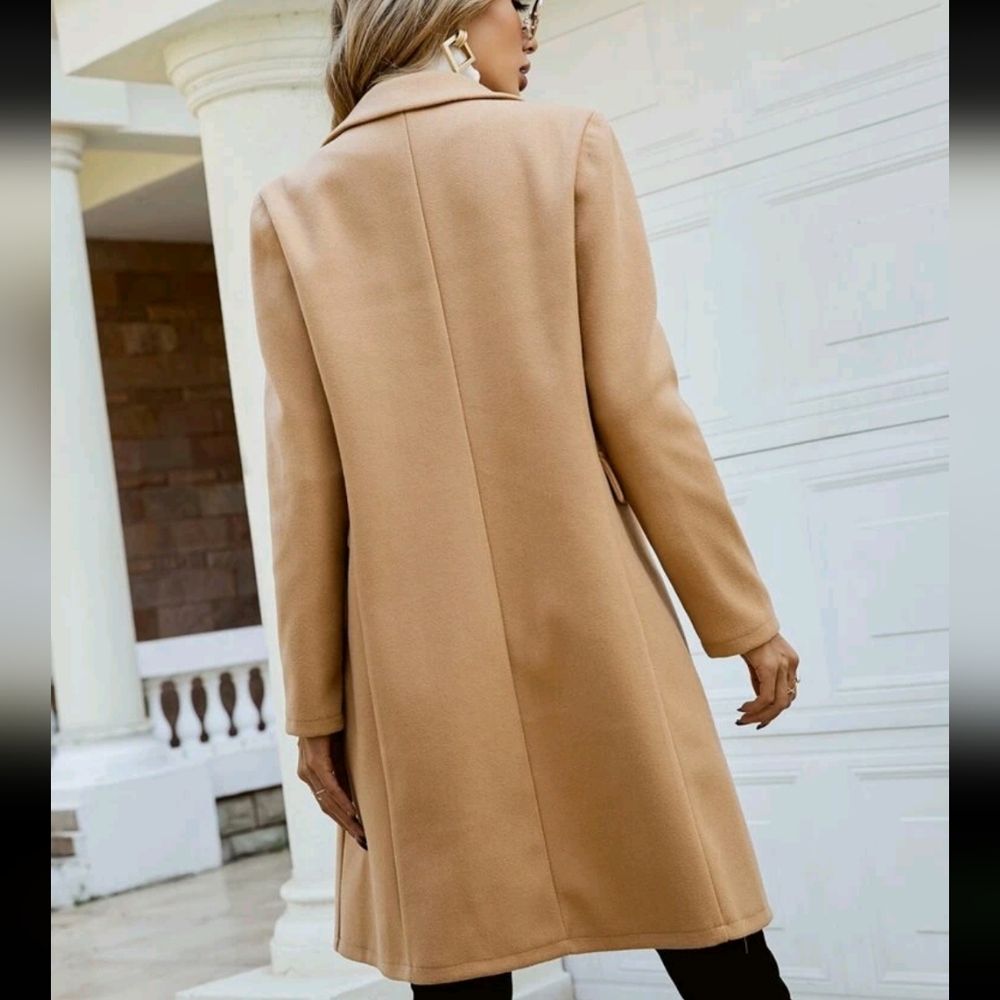 Double Breasted Lapel Collar Overcoat - Picture 2 of 4